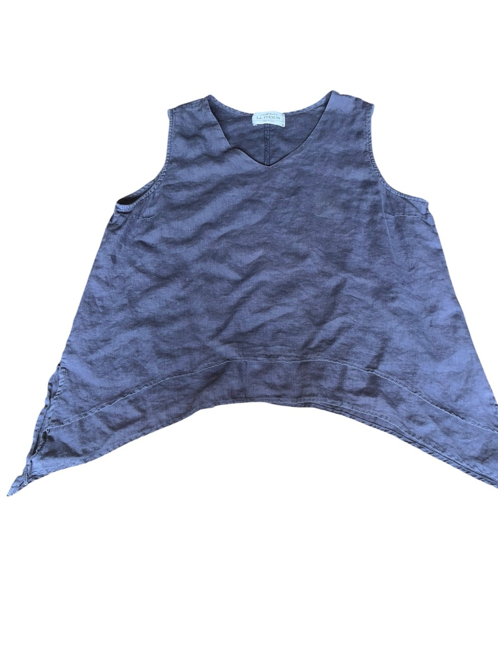 Women's La Fixsun Linen Tank Top Size M Plum - Vintage Hi -Low. Tie Sides